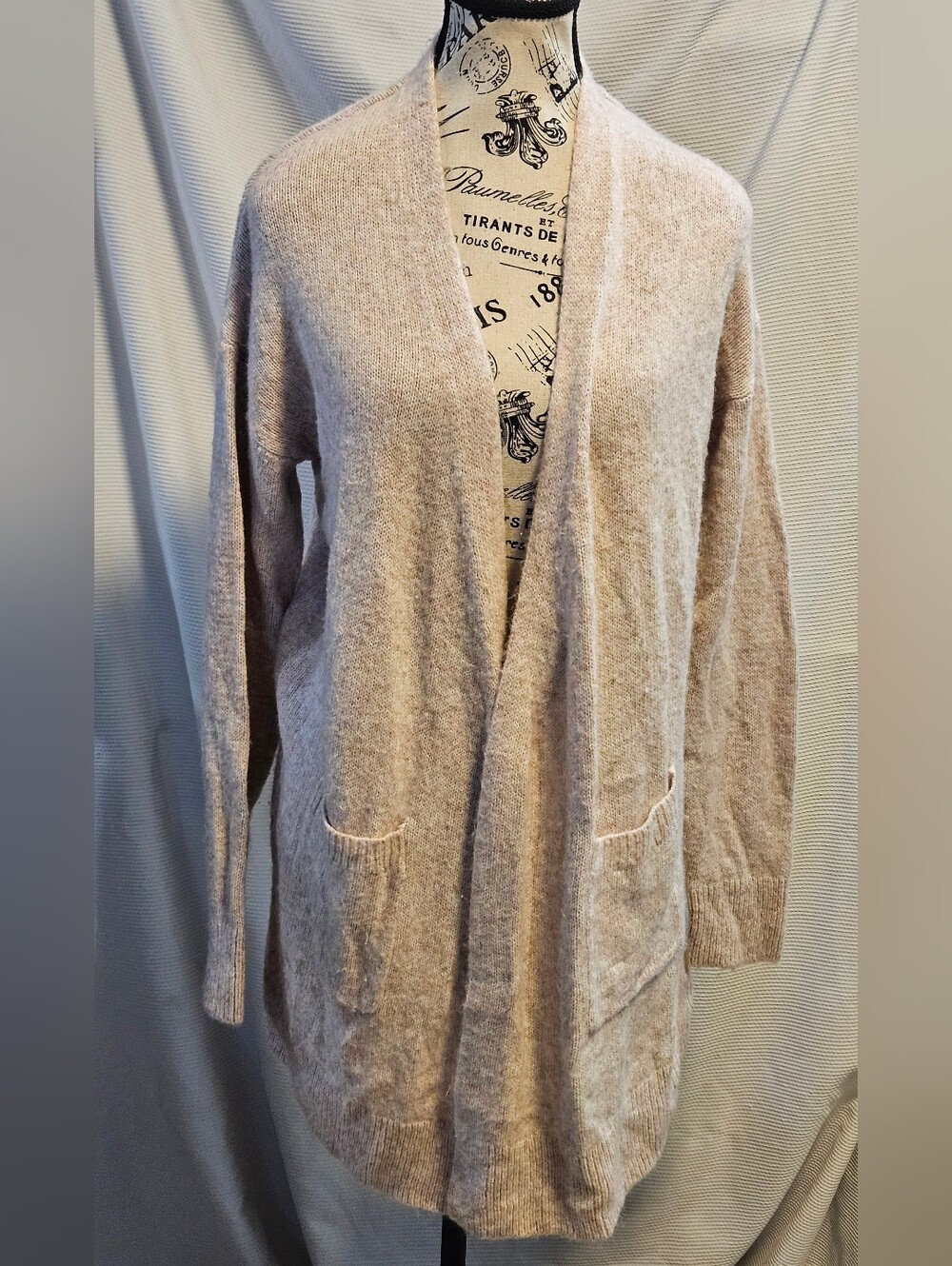 Stars Above Open Front Cardigan Sweater Womens XS/S Pink Beige Heather Knit...